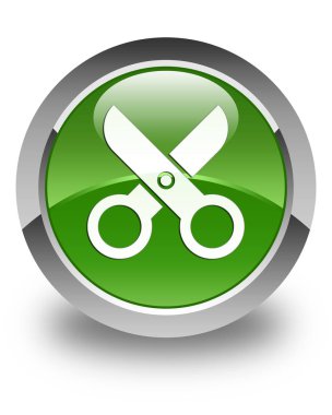 Makas kutsal kişilerin resmi parlak yumuşak yeşil yuvarlak düğme