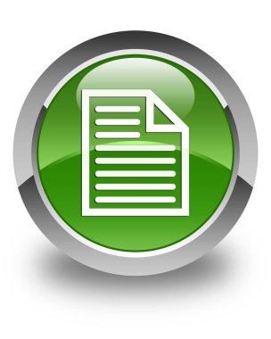 Belge sayfa simgesi parlak yumuşak yeşil yuvarlak düğme