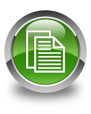 Belge sayfaları simgesi parlak yumuşak yeşil yuvarlak düğme