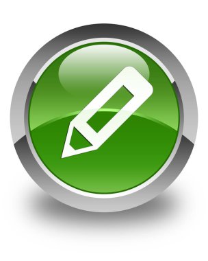 Kalem simgesi parlak yumuşak yeşil yuvarlak düğme