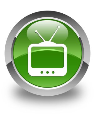 TV simgesi parlak yumuşak yeşil yuvarlak düğme