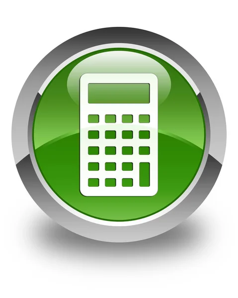 Піктограма калькулятора глянсова м'яка зелена кругла кнопка — стокове фото