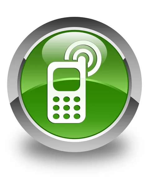 Handy klingelt Symbol glänzend weich grünen runden Knopf — Stockfoto