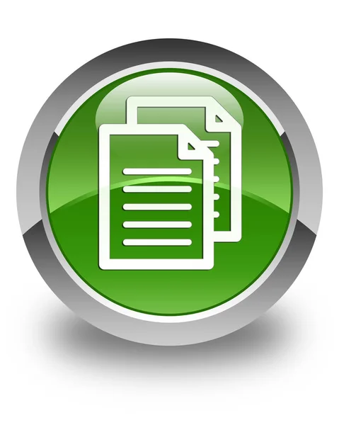 Documentos ícone brilhante botão redondo verde suave — Fotografia de Stock