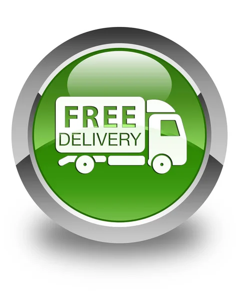 Consegna gratuita camion icona lucido morbido verde pulsante rotondo — Foto Stock