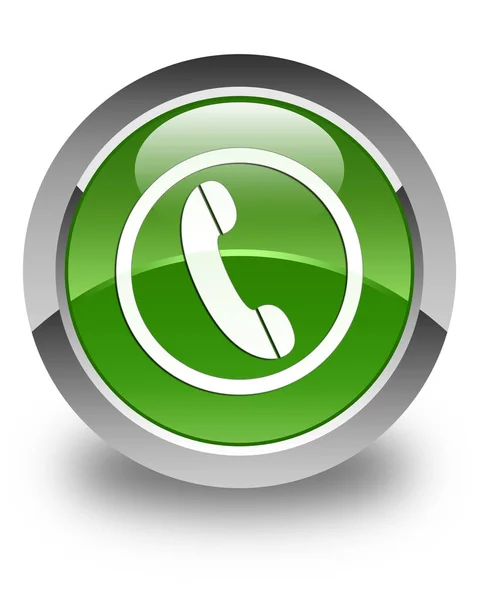 Telefon ikonu lesklé měkké zelené kulaté tlačítko — Stock fotografie