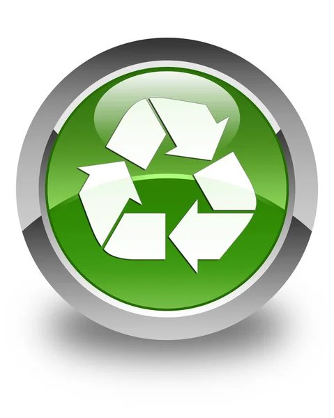 Recycle glanzend zacht groene ronde knoop van het pictogram — Stockfoto