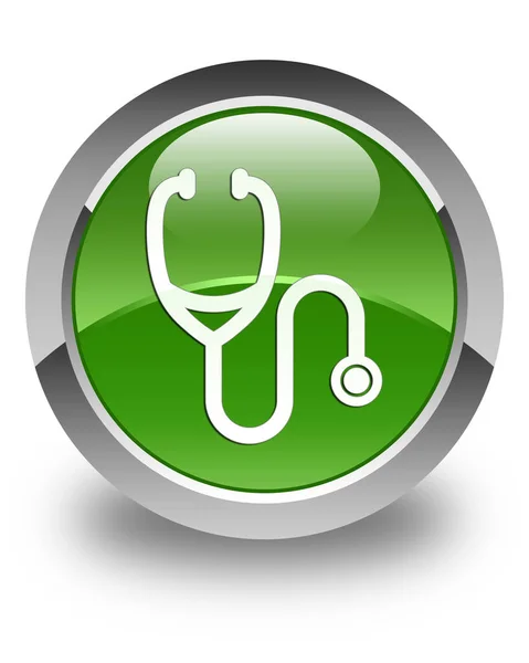 Stethoscope icon glossy soft green round button — Stock Photo, Image