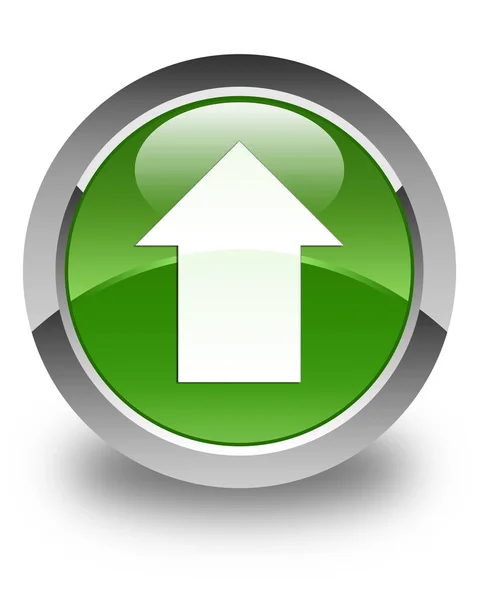 업로드 화살표 아이콘 광택 있는 부드러운 녹색 라운드 버튼 — 스톡 사진