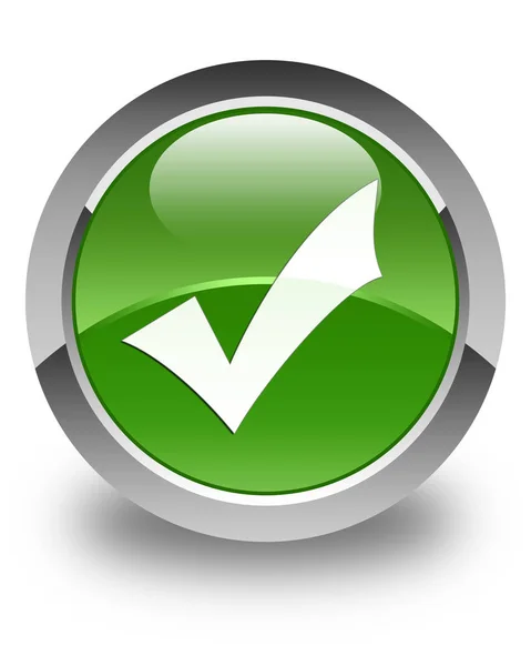 Ikon validasi mengkilap tombol bundar hijau lembut — Stok Foto