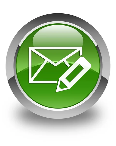编辑电子邮件图标光泽柔软绿色圆形按钮 — 图库照片