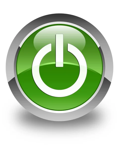 Power-Symbol glänzend weich grünen runden Knopf — Stockfoto