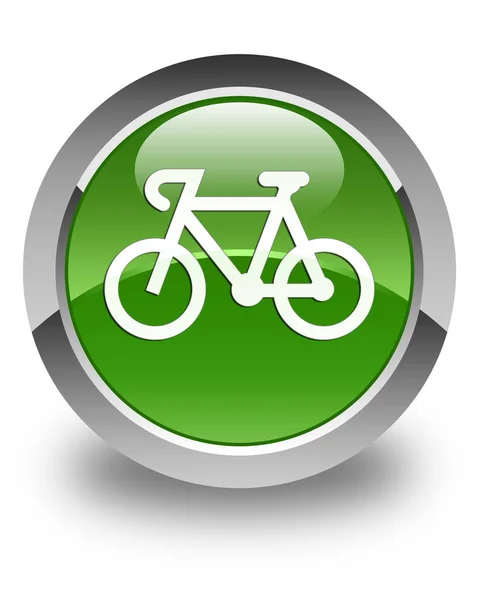 Ícone de bicicleta brilhante botão redondo verde suave — Fotografia de Stock