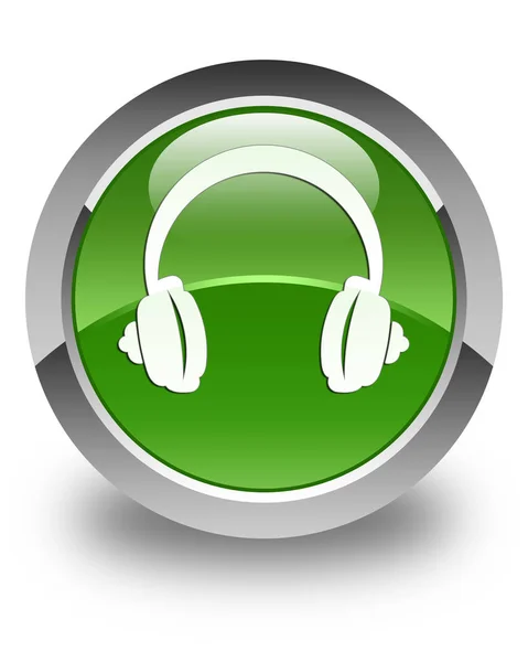 Sluchátka ikonu lesklé měkké zelené kulaté tlačítko — Stock fotografie
