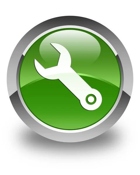 Γαλλικό κλειδί εικονίδιο γυαλιστερό μαλακό πράσινο στρογγυλό κουμπί — Φωτογραφία Αρχείου
