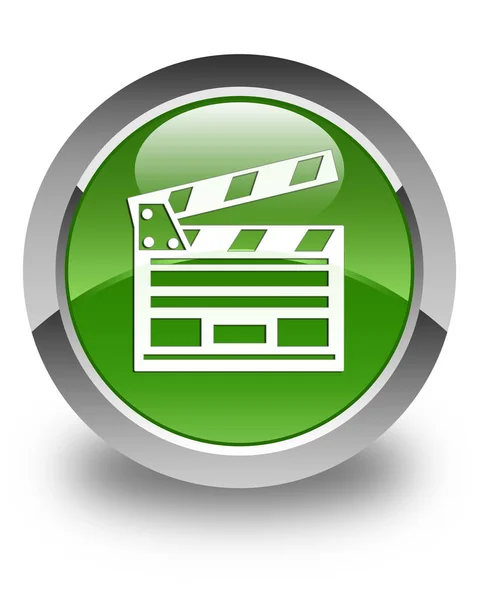 Cinema clip icon glossy soft green round button — Stock Photo, Image