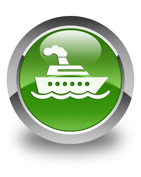 Cruise ship icon glossy soft green round button — Stock Photo, Image