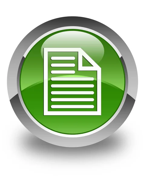 Піктограма сторінки документа глянсова м'яка зелена кругла кнопка — стокове фото