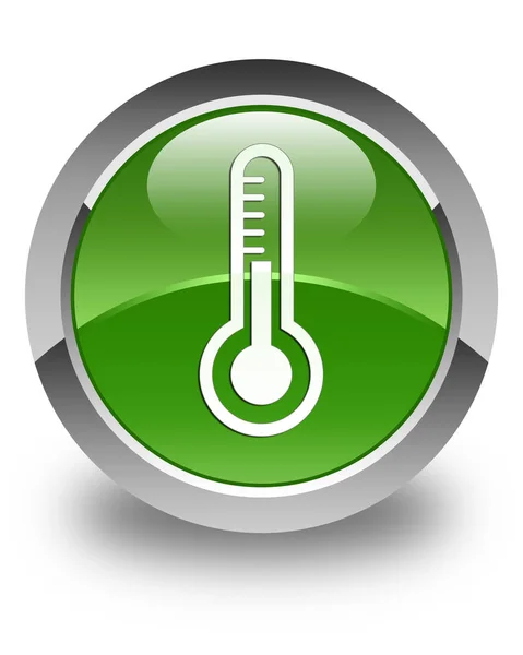 Значок термометра с мягкой зеленой круглой кнопкой — стоковое фото
