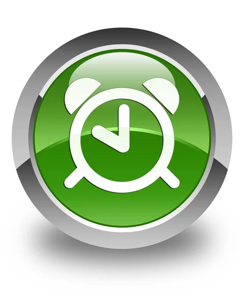 Alarm clock icon glossy soft green round button — Stock Photo, Image