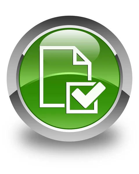 Checklist icon glossy soft green round button — Stock Photo, Image