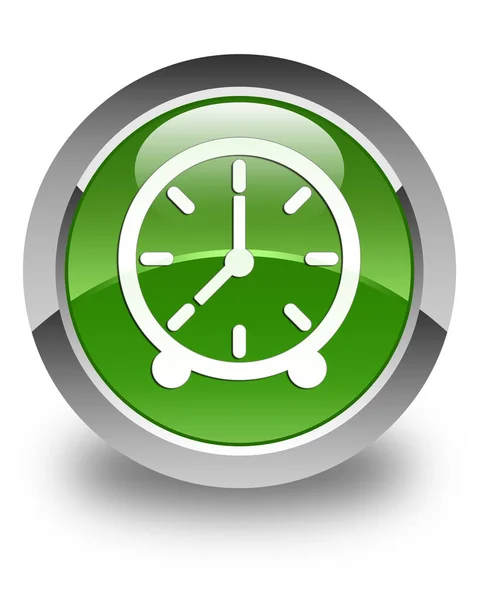 Ícone do relógio brilhante botão redondo verde suave — Fotografia de Stock