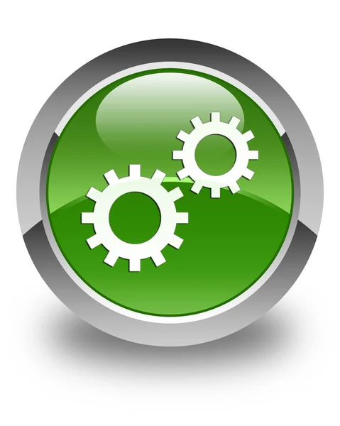 Processen ikonen glansigt mjuka gröna runda knappen — Stockfoto
