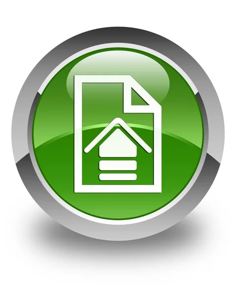 Upload document icon glossy soft green round button