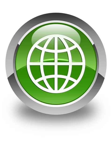 World icon glossy soft green round button — Stock Photo, Image