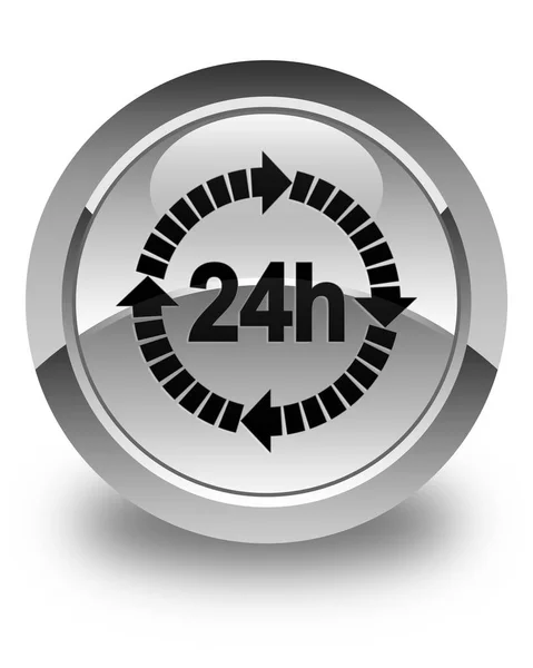 24 horas ícone de entrega brilhante botão redondo branco — Fotografia de Stock