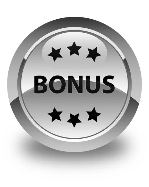 Biały błyszczący ikona bonusu okrągły przycisk — Zdjęcie stockowe