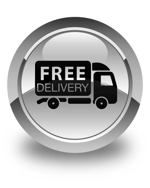 Consegna gratuita camion icona lucido bianco pulsante rotondo — Foto Stock
