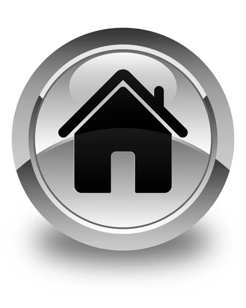 Ev simgesini parlak beyaz yuvarlak düğmesi — Stok fotoğraf