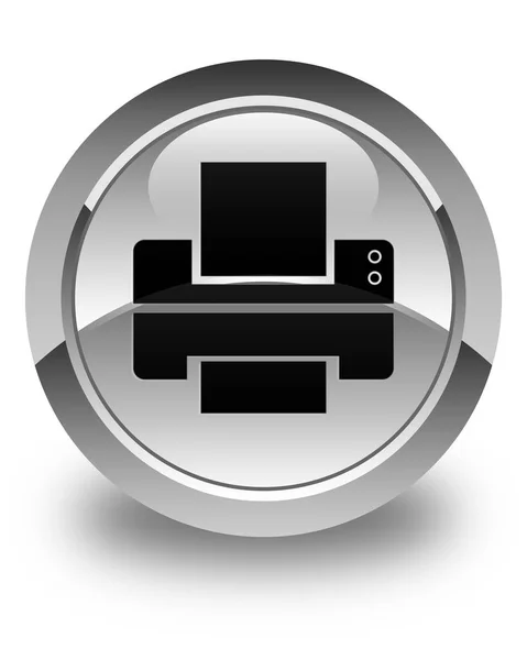 Піктограма принтера глянцева біла кругла кнопка — стокове фото
