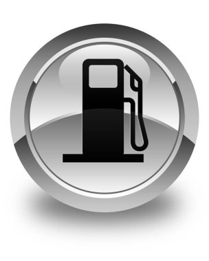 Yakıt dağıtıcı simgesi parlak beyaz yuvarlak düğmesi