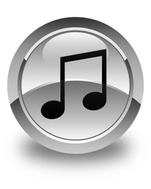Müzik simgesi parlak beyaz yuvarlak düğme