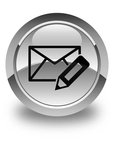 Editar ícone de e-mail brilhante botão redondo branco — Fotografia de Stock