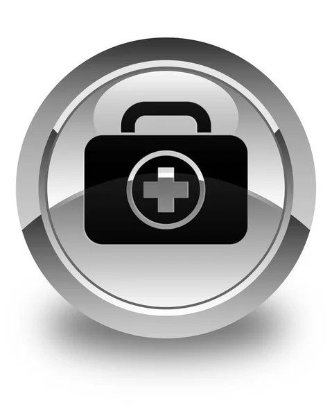 Biały błyszczący ikona zestawu pierwszej pomocy okrągły przycisk — Zdjęcie stockowe