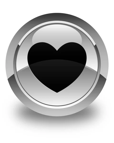 Heart icon glossy white round button — Stock Photo, Image