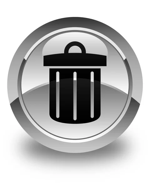 Recycle bin icon glossy white round button — Stock Photo, Image