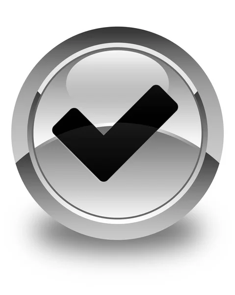 Validar icono brillante botón redondo blanco —  Fotos de Stock