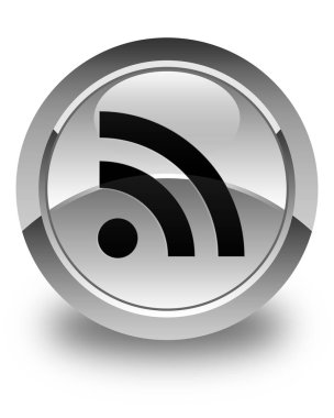 RSS simgesi parlak beyaz yuvarlak düğme