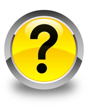 Soru işareti simgesi parlak sarı yuvarlak düğme