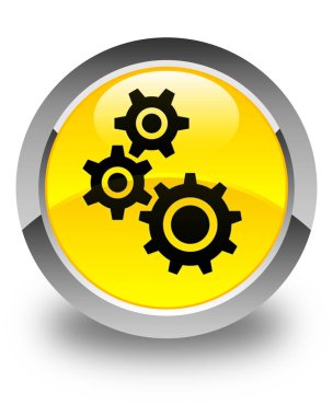 Gears'ı simgesi parlak sarı yuvarlak düğme
