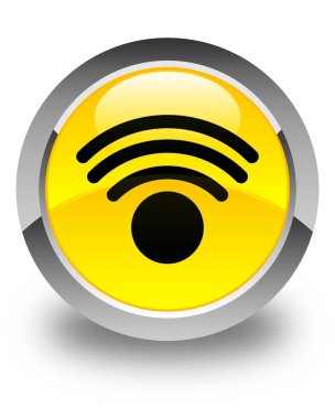 WiFi kutsal kişilerin resmi parlak sarı yuvarlak düğme