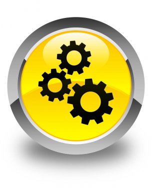 Gears'ı simgesi parlak sarı yuvarlak düğme