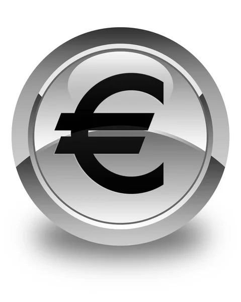 欧元符号图标有光泽白色的圆形按钮 — 图库照片