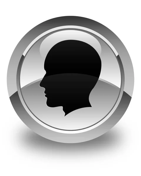 Hoofd mannelijk gezicht pictogram glanzend witte ronde knop — Stockfoto
