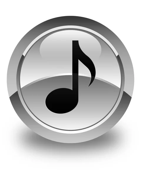 Biały błyszczący ikona muzyki okrągły przycisk — Zdjęcie stockowe