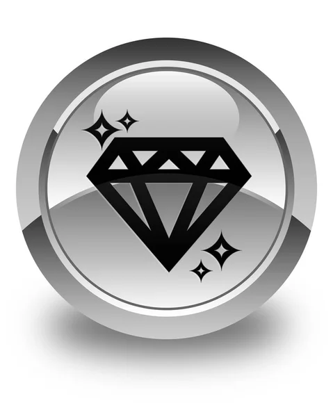 다이아몬드 아이콘 광택 흰색 라운드 버튼 — 스톡 사진